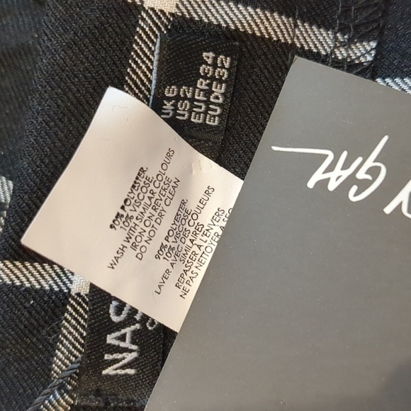 Nasty Gal Line By Me Check High Waisted Trouser Pants in Black size 2 - Picture 4 of 5
